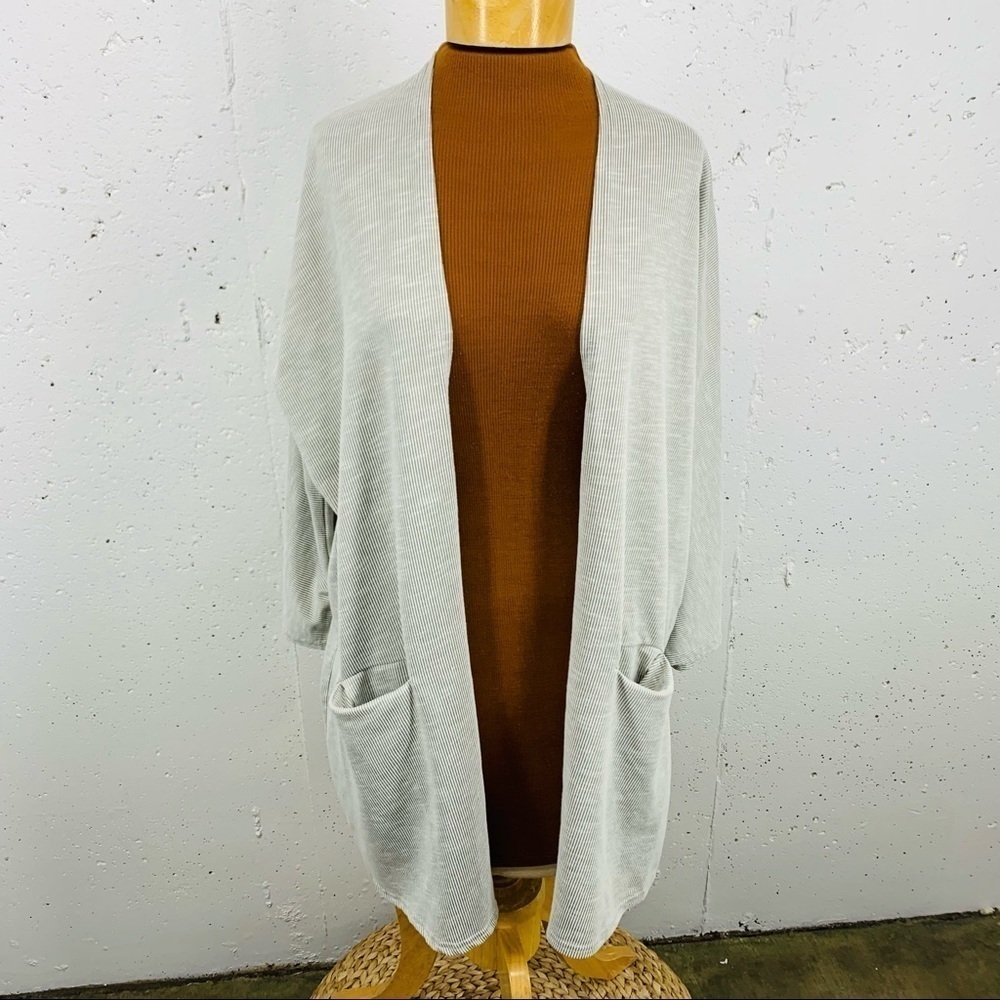 Donni. Women’s OSFA Gray Ribbed Open Front Cardigan Sweater Jacket